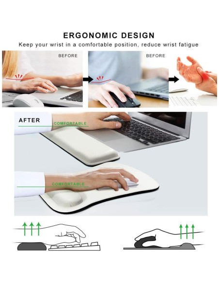 Alfombrilla de Ratón Cacoy con Soporte Ergonómico Blanco Roto