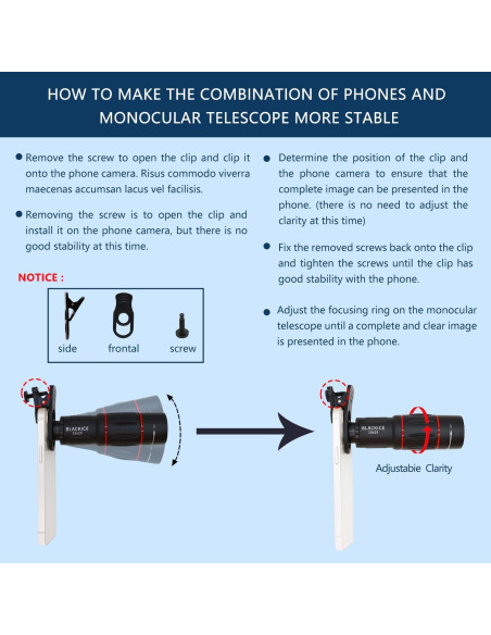 Telescopio Monocular Blackice 18X25 con Adaptador para Smartphone