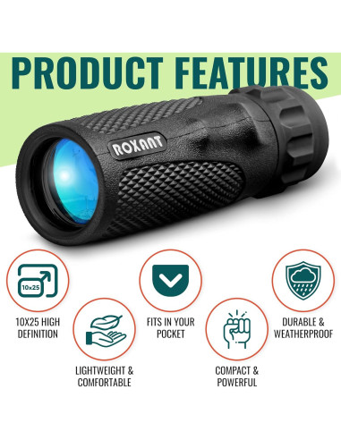 Telescopio Monocular Roxant Viper 10x25 Compacto a Prueba de Clima