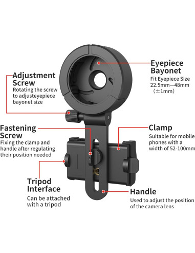 Adaptador Universal para Teléfono Eyeskey - Compatible con Binoculares y Telescopios