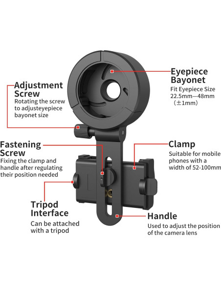 Adaptador Universal para Teléfono Eyeskey - Compatible con Binoculares y Telescopios