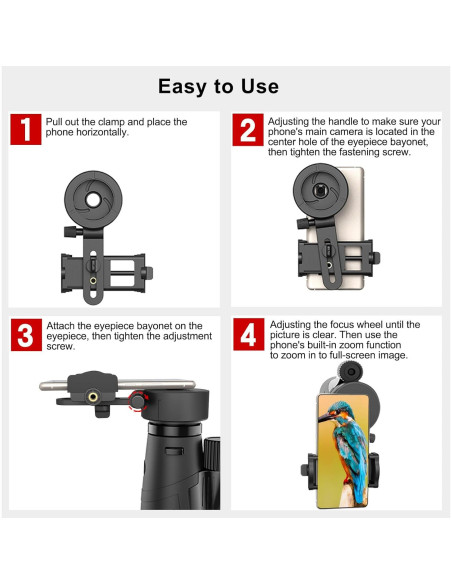Adaptador Universal para Teléfono Eyeskey - Compatible con Binoculares y Telescopios