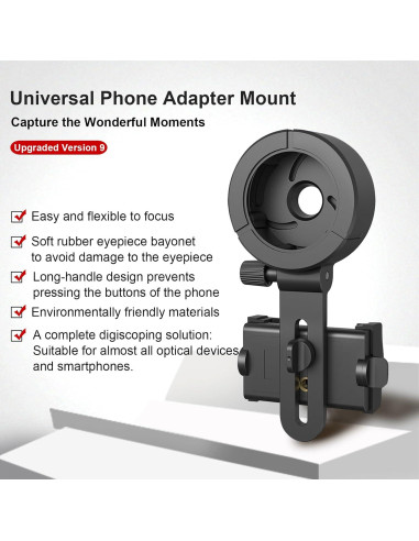 Adaptador Universal para Teléfono Eyeskey - Compatible con Binoculares y Telescopios