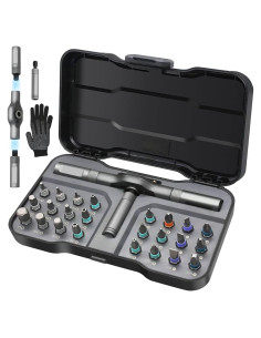 Juego de Destornilladores Magnéticos 24 en 1 HYLEBOR con Mango Desmontable