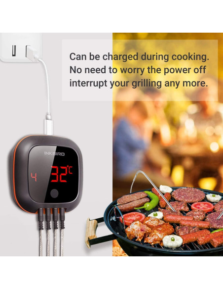 Termómetro Digital Inalámbrico Inkbird IBT-4XS 4 Probetas