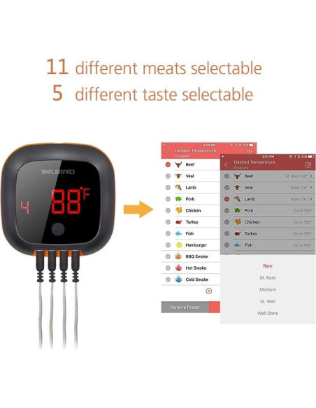 Termómetro Digital Inalámbrico Inkbird IBT-4XS 4 Probetas