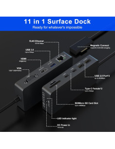 Dock Estación de Acoplamiento Microsoft Surface 11-en-1 4K HDMI VGA 2