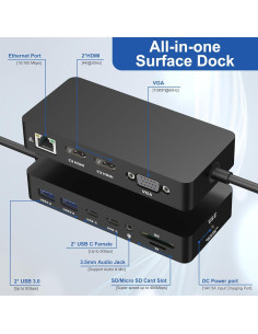 Estación de Acoplamiento Microsoft Surface 12-en-1 HDMI VGA 2