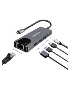 Hub USB-C 5-en-1 RLihm con HDMI 4K, Ethernet y Carga 100W