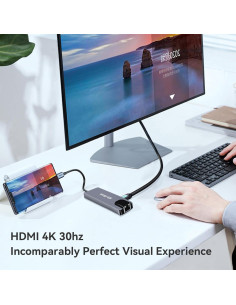 Hub USB-C 5-en-1 RLihm con HDMI 4K, Ethernet y Carga 100W 2