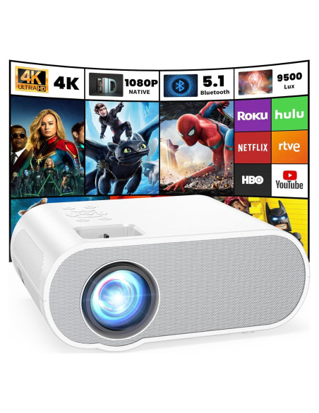 Proyector Full HD Nativo 1080P HOMPOW C10 Bluetooth Portátil