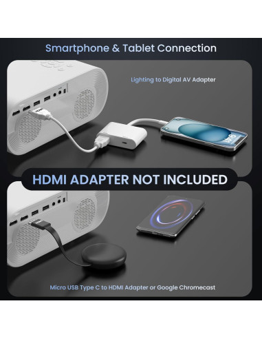 Proyector Full HD Nativo 1080P HOMPOW C10 Bluetooth Portátil