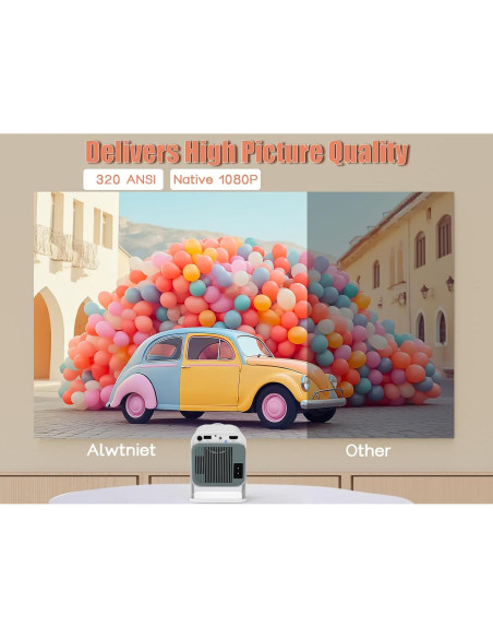 Proyector Mini Inteligente Alwtniet 320 ANSI Nativo 1080P 4K