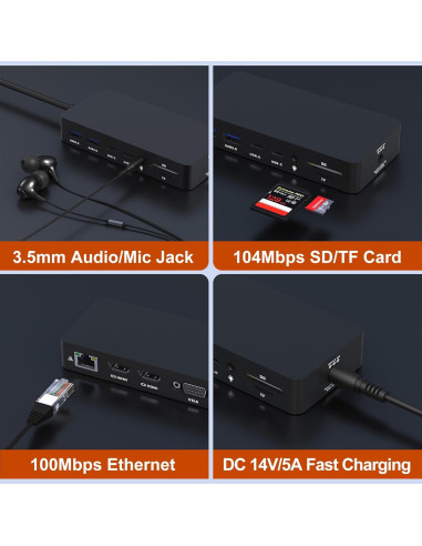 Estación de Acoplamiento Microsoft Surface 12 en 1 HDMI VGA