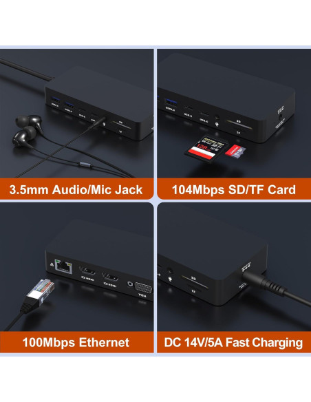 Estación de Acoplamiento Microsoft Surface 12 en 1 HDMI VGA Estación de Acoplamiento Microsoft Surface 12 en 1 HDMI VGA