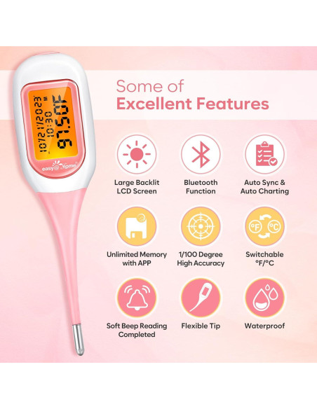 Termómetro Basal Inteligente Easy@Home EBT-300, Pantalla Grande