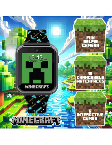 Reloj Inteligente para Niños Minecraft - Pantalla Táctil, Juegos, Cámara