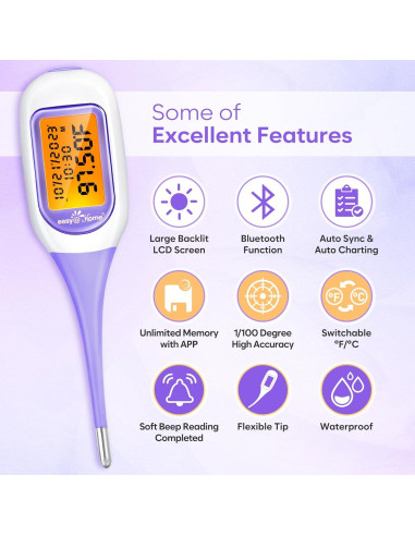 Termómetro Basal Inteligente Easy@Home EBT-300, Pantalla Grande