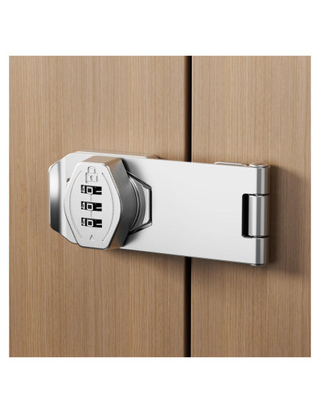 Cerradura de Armario ETEKJOY Sin Llave 3 Dígitos Plata 10 cm