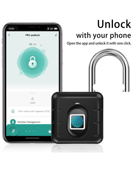 Candado Biométrico AICase IP67 Huella Dactilar Recargable