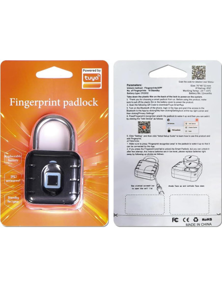 Candado Biométrico AICase IP67 Huella Dactilar Recargable