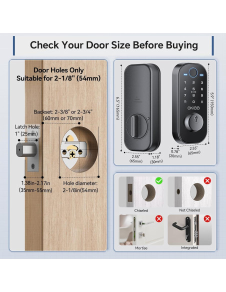 Cerradura Inteligente OKIBB con Huella Dactilar y Wi-Fi