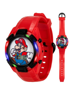 Reloj Digital Iluminado Super Mario para Niños Rojo 14-20.3 cm