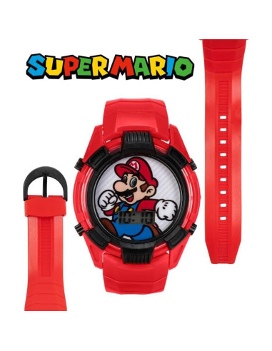 Reloj Digital Iluminado Super Mario para Niños Rojo 14-20.3 cm