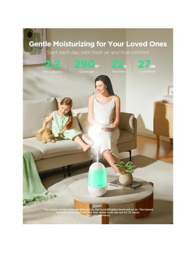 Humidificador Inteligente GoveeLife 2.2L con Control APP y Luz Nocturna