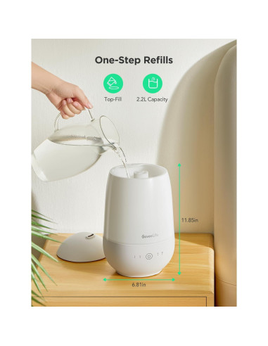 Humidificador Inteligente GoveeLife 2.2L con Control APP y Luz Nocturna