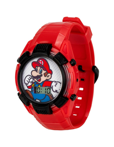 Reloj Digital Iluminado Super Mario para Niños Rojo 14-20.3 cm