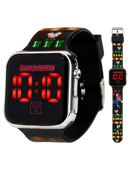Reloj LED Accutime Super Mario para Niños - Correa Ajustable