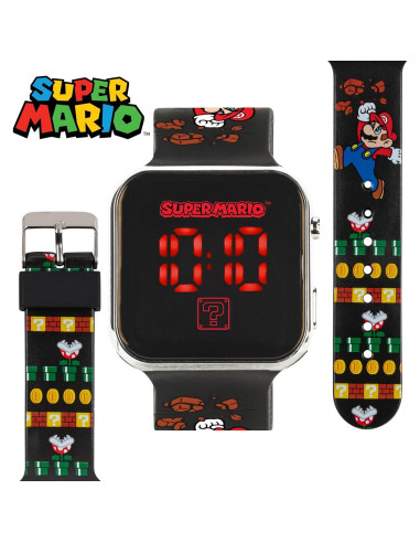 Reloj LED Accutime Super Mario para Niños - Correa Ajustable