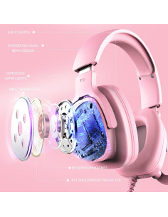 Auriculares Gaming Jimonyer A82 Rosa con Sonido Surround 2