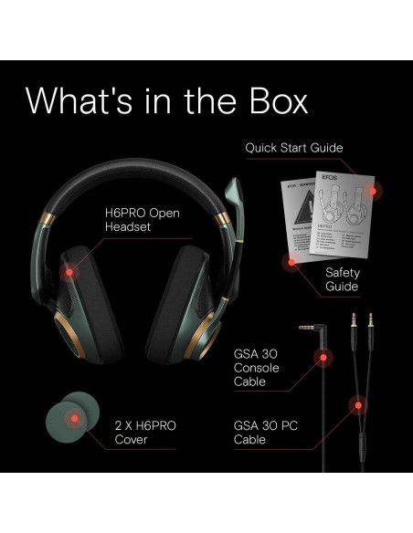 Auriculares de Juego EPOS H6 Pro Abiertos Verde - PC/Xbox/PS4/PS5