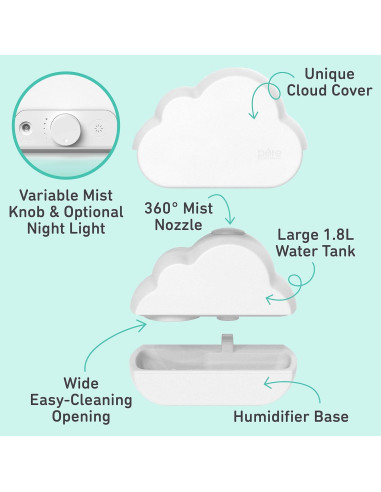 Humidificador Ultrasonico PureBaby Cloud 1.8L Silencioso
