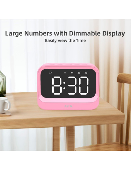 Reloj Despertador Digital AFK Rosa con Altavoz Bluetooth
