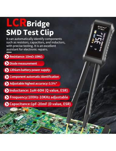 Pinzas Digitales LCR ZOYI ZT-MD1 Pantalla OLED Precisión 0.5%