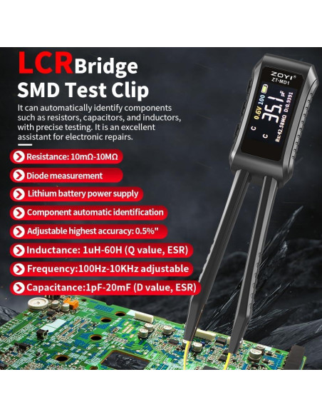 Pinzas Digitales LCR ZOYI ZT-MD1 Pantalla OLED Precisión 0.5%