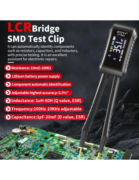 Medidor LCR ZOYI ZT-MD1 Digital 10KHz Precisión 0.5%
