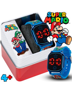 Reloj LED Activado por Toque Accutime Super Mario Niños - Correa Silicona Azul 2