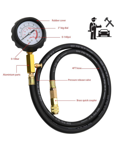 Kit de probador de presión de aceite LEIMO 0-9.65 Bar