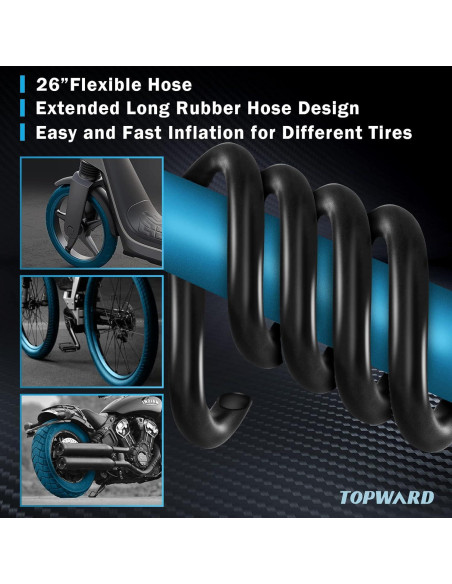 Bomba de Neumáticos Manual Topward para Bicicleta Azul