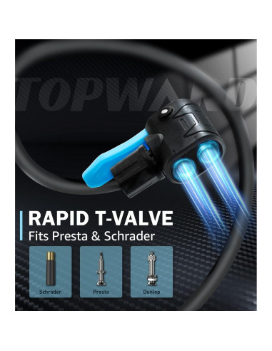 Bomba de Neumáticos Manual Topward para Bicicleta Azul