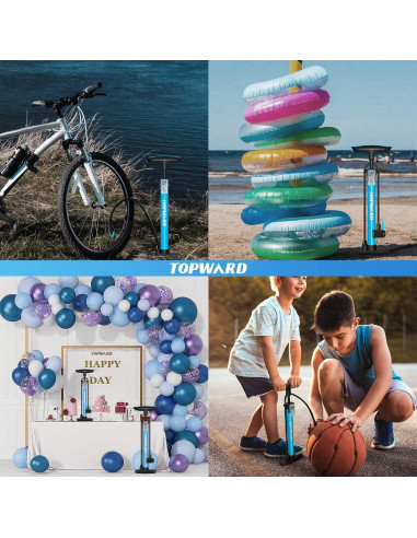 Bomba de Neumáticos Manual Topward para Bicicleta Azul