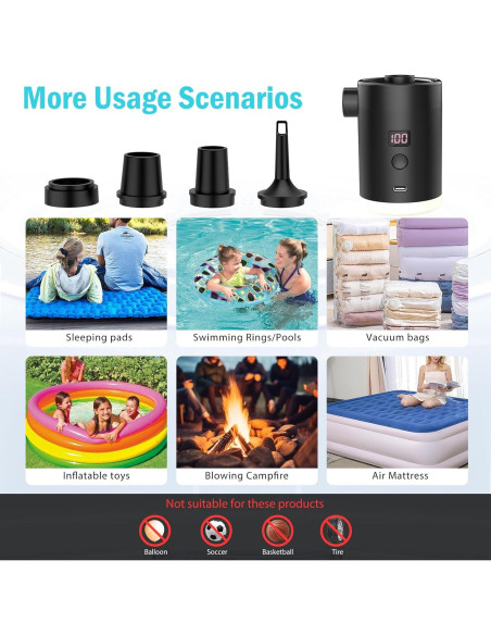 Bomba de Aire Portátil VUDIKEJ 4000mAh con Luz LED