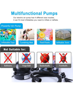 Bomba de Aire Eléctrica Dawnleague 800W con 4 Boquillas 2