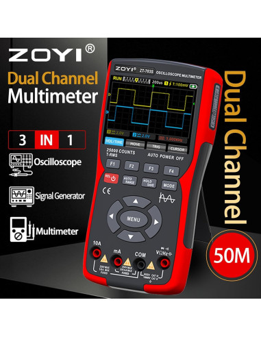 Multímetro Digital ZOYI ZT-703S 50MHz Pantalla TFT 3.5"