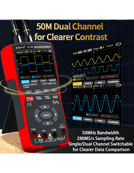 Multímetro Digital ZOYI ZT-703S 50MHz Pantalla TFT 3.5"