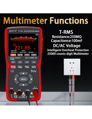 Multímetro Digital ZOYI ZT-703S 50MHz Pantalla TFT 3.5"